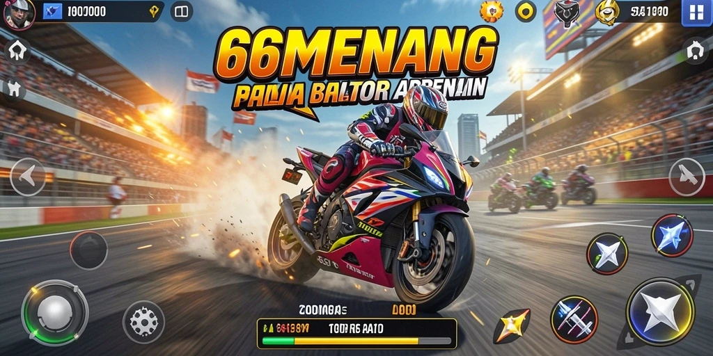 Gameplay balap motor di 66MENANG yang seru dan menegangkan.