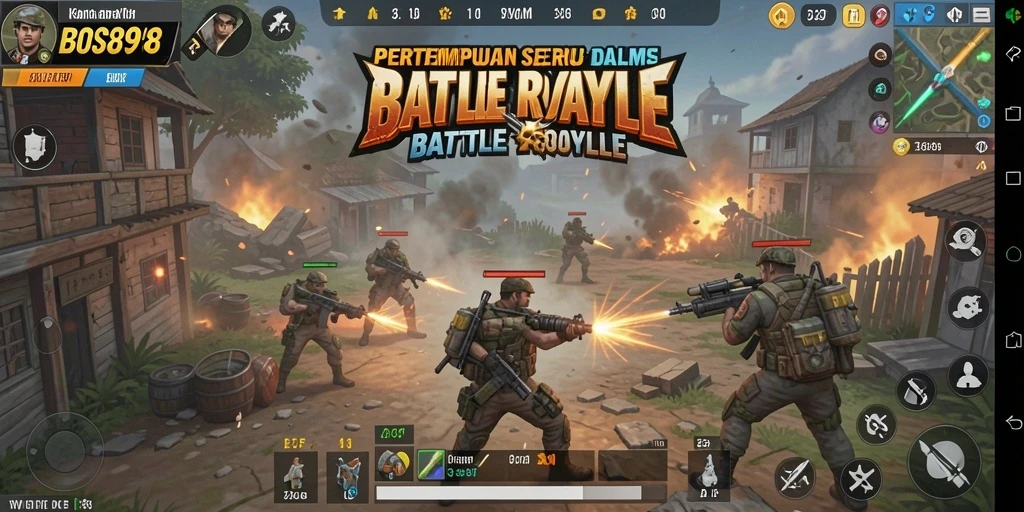 Screenshot utama menampilkan aksi pertempuran mendebarkan dalam BOS898.