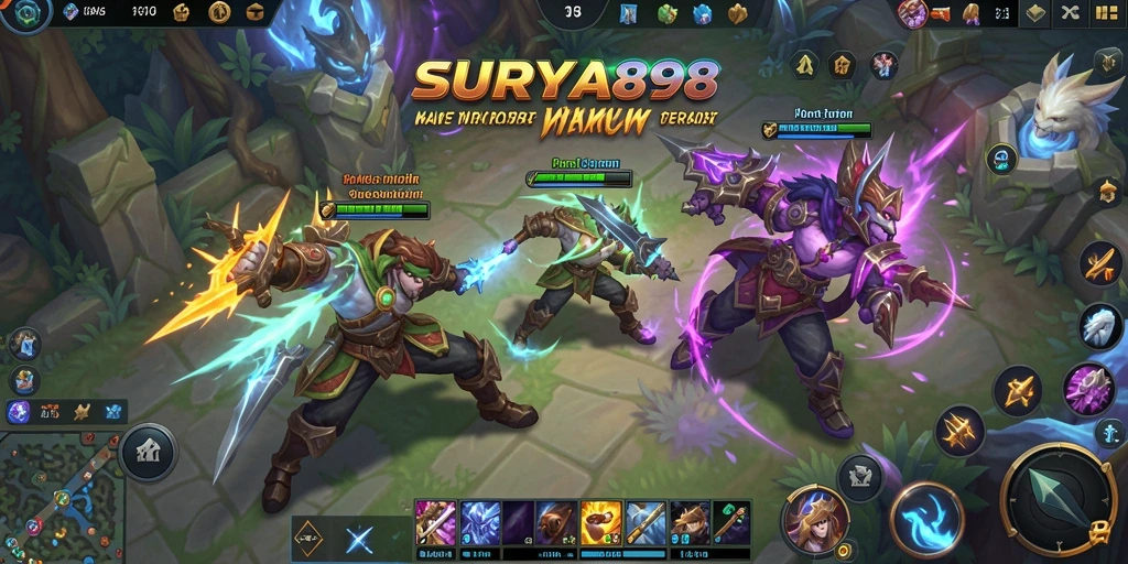 Screenshot SURYA898 menampilkan aksi seru dalam pertarungan MOBA.
