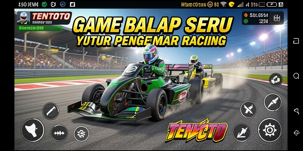 Tampilan menarik dari gameplay balapan di TENTOTO.